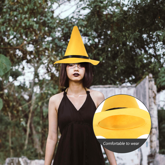 Beaira Large Brim Witch Hat Halloween Costumes Cosplay Ornament Party Yellow Felt Cloth