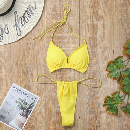 Beaira Women's Hot and Spicy Solid Color Triangle Cup Sexy Bikini Spa Hotel Resort Beach Leisure Swimsuit