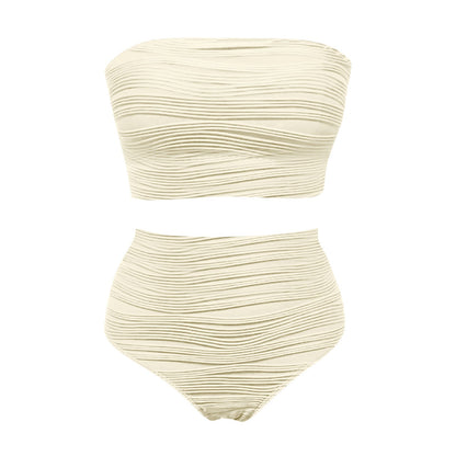 Beaira New Bandeau Swimsuit Women High Waist Two-Piece Swimwear Sexy Strapless Bikinis Sets Ladies Bathing Suit Solid Biquini
