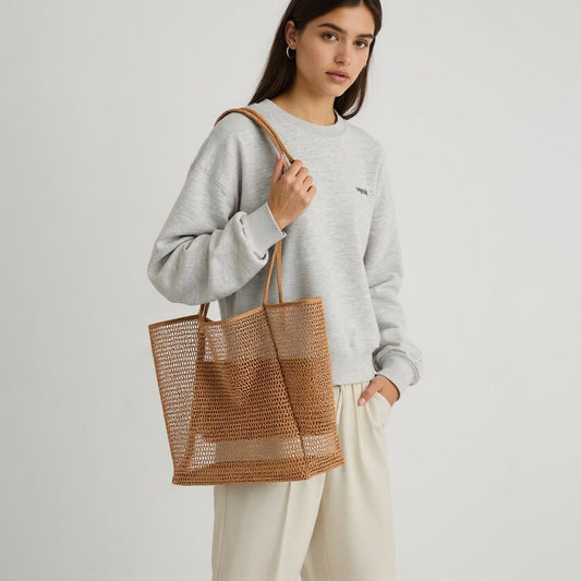 Beaira Mesh Beach Tote Womens Shoulder Handbag，Women's Portable Washing and Swimming Clothing Storage Bag