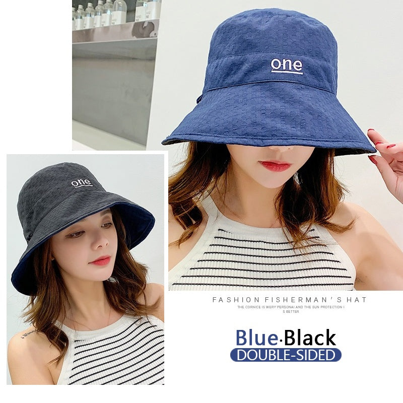 Beaira Womens ‘ONE‘ Letter Embroidery Double-Sided Cotton Bucket Hat