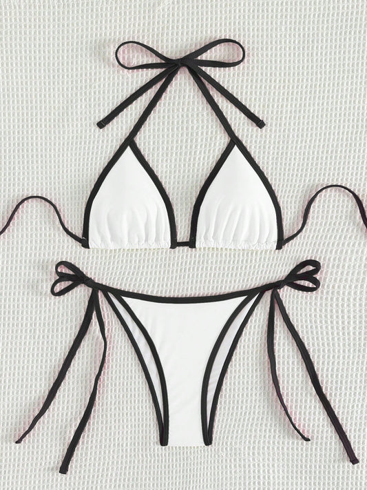 Beaira Summer white camisole bikini swimsuit set for swimming and beach photo shoot for women