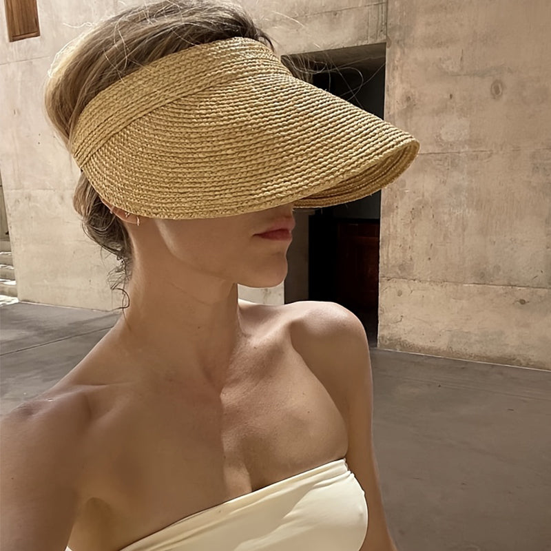 Beaira New spring sun hat for women's outdoor travel sun hat with large eaves and foldable roof beach straw hat
