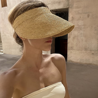 Beaira New spring sun hat for women's outdoor travel sun hat with large eaves and foldable roof beach straw hat