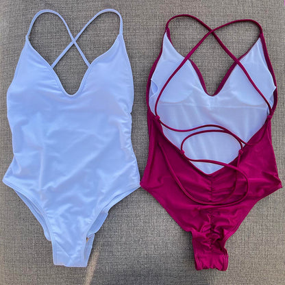 Beaira Sexy Padded One Piece Swimsuit Women Swimwear Solid Bathing Suit Monokini Swimming Suit Summer Beachwear maillot de bain femme