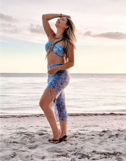 Beaira Women's Paisley Bikini Set With Skirt Sexy Bohemian Beach Dress Beachwear Two-Piece Swimsuit Cover-Up Summer Seaside Outfit