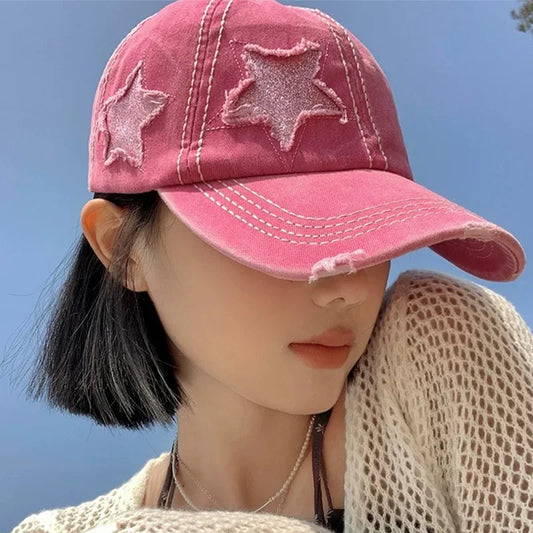 Beaira Retro Y2K Star Washed Denim Hole star Baseball cap Snapback Hats Autumn Summer fishing Hat Men Women Caps Casquette hats Gorras