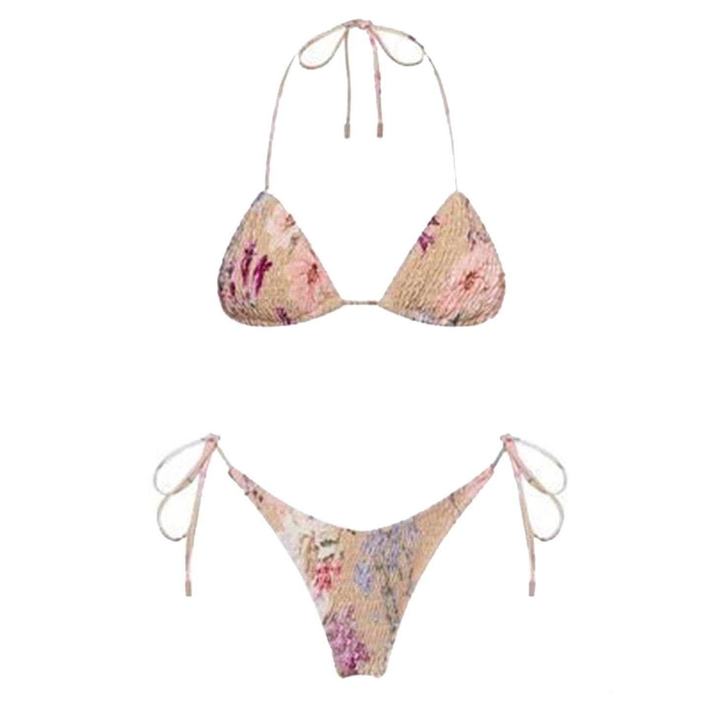 Beaira Sexy Micro Bikini Side Tie Thong Two-Piece Swimwear Halter Swimming Suit For Women Floral Print Biquini Ladies Bathing Suit