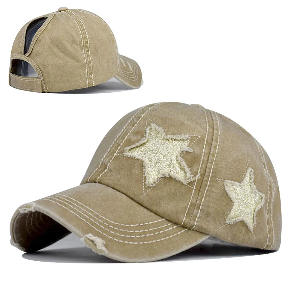 Beaira Retro Y2K Star Washed Denim Hole star Baseball cap Snapback Hats Autumn Summer fishing Hat Men Women Caps Casquette hats Gorras