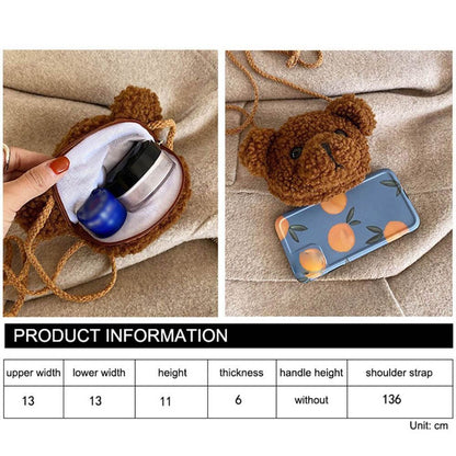 Beaira Children Cute Bear Plush Shoulder Bag Cartoon Messenger Bags Kawaii Plush Purses little Girls Stuffed Animals Backpack For Kids