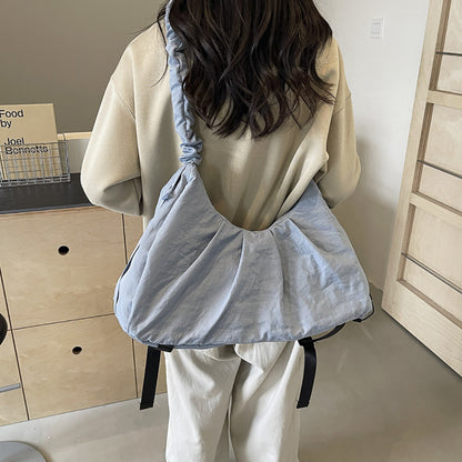Beaira Foldable Lightweight Cloud Bag, Lazy Style Large Capacity Dumpling Bag, Solid Color Custom Embroidery Commuting Crossbody Bag