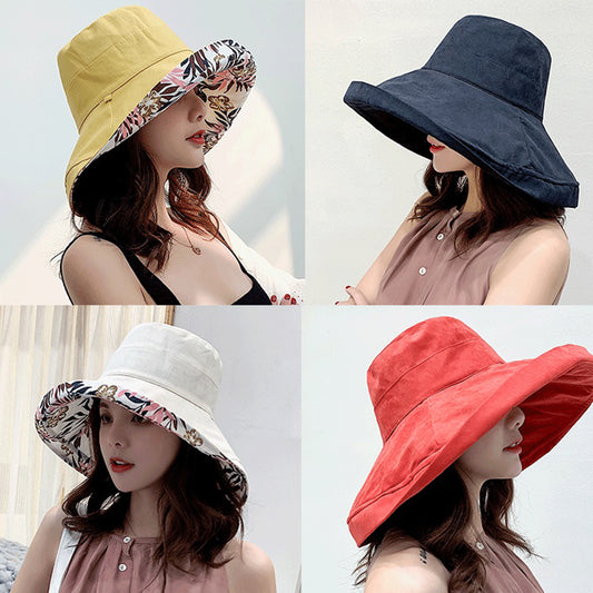 Beaira Women's Hat Bucket hat Panamanian Women Four Seasons Fisherman Hat Big Brim Hat Double-Sided Fisherman Hat Sun Visor Cap