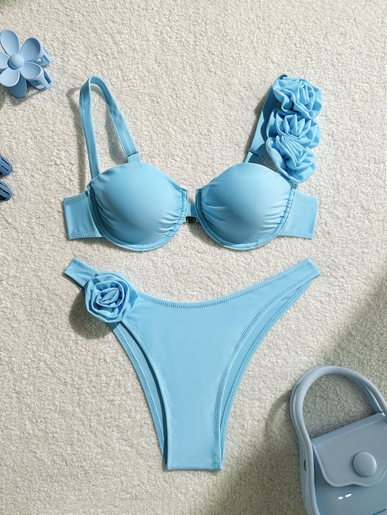 Beaira New Summer Bikini Set Women Swimsuit 3d Flower Designer Swimwear Backless Push Up Thong Bathing Suit Underwire Biquini