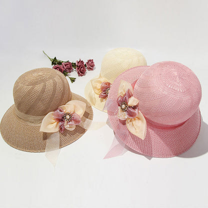 Beaira Women Straw Hats Sun Hats Straw Hat Ladies Panama Cap Sun Protection Wide Brim Ribbon Bowknot Girls Outdoor Summer Beach Sun Hat
