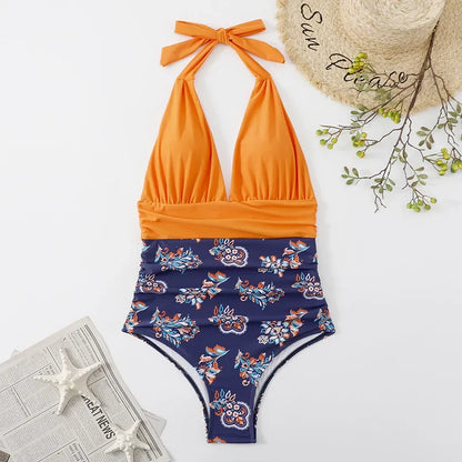 Beaira Fashion Printed One Piece Swimsuit Women Bathing Suit Sexy Bikinis Swimming Suits Ladies Beachwear Backless Lace Up Swimwear