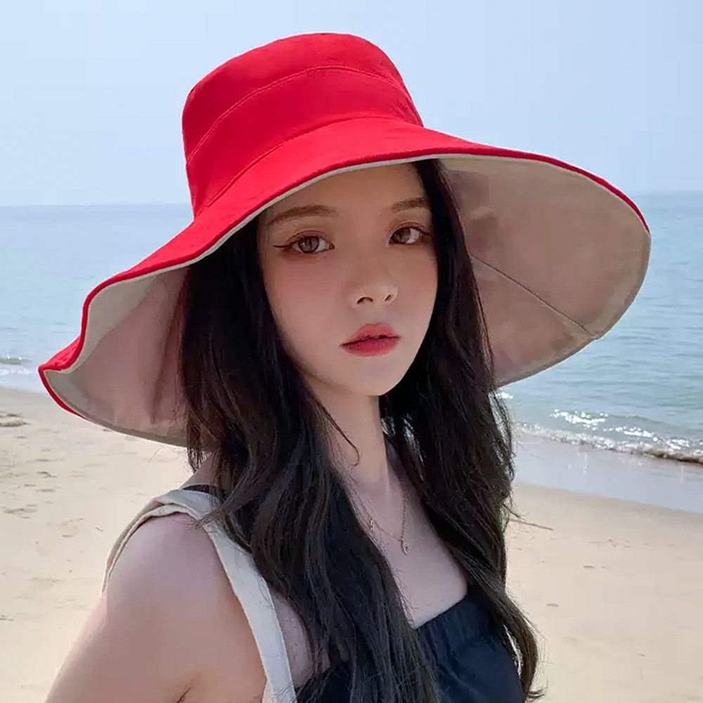 Beaira Anti-UV Big Brim Sunscreen Hats Caps Fisherman Cap Double-sided Foldable Bucket Hat for Women Girls Summer Sun Hat Visor