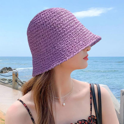 Beaira New Summer Women Sun Hat Casual Fashion Bowtie Fisherman Hat Straw Hat with Bow Ribbon Travel Beach Hat