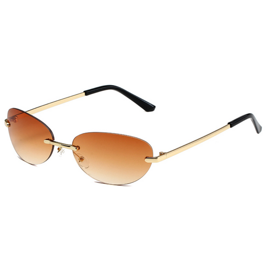 Beaira Trendy Y2K Frameless Oval Sunglasses Vintage Style UV400 Protection Goggles Men Women Fashion Sun Glasses Outdoor Shades
