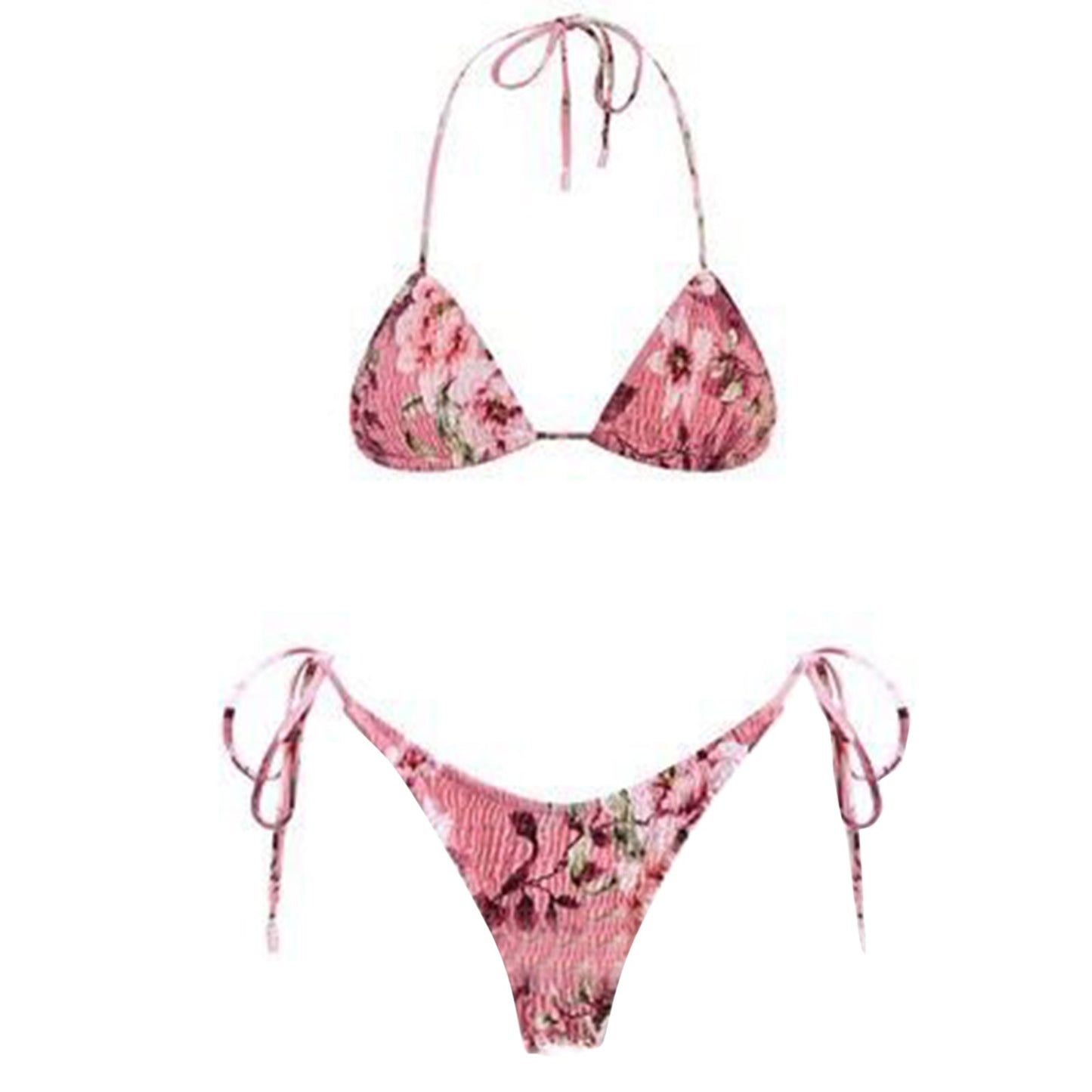 Beaira Sexy Micro Bikini Side Tie Thong Two-Piece Swimwear Halter Swimming Suit For Women Floral Print Biquini Ladies Bathing Suit