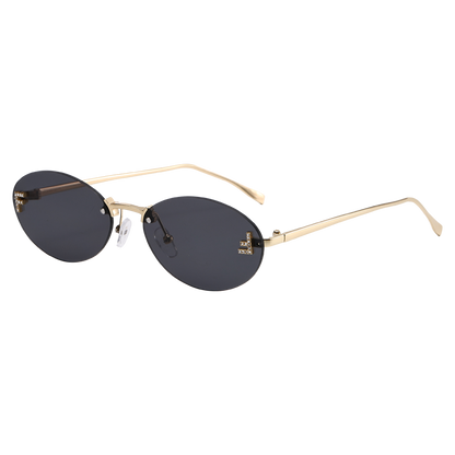 Beaira Motorcycle Rectangle Fashion Elegant Oval Sunglasses Male Letter "F" Rimless Sunglasses Female Travel Driving Goggles Unisex