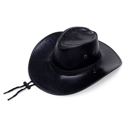 Beaira Leather Cowboy Hat Fashion Western Jazz Sun Visors Outdoor Summer Sun Hats Large Grassland Visors Men Women