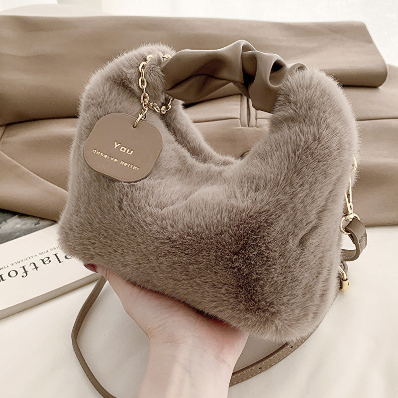 Beaira New Woman Soft Plush Handbags Shoulder Bag Fashion Autumn And Winter Korean Version Simple Crossbody Bags For Traveling Shopping