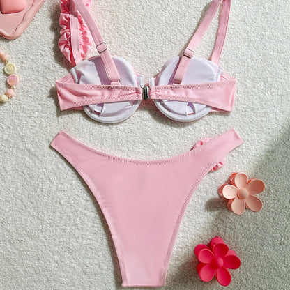 Beaira New Summer Bikini Set Women Swimsuit 3d Flower Designer Swimwear Backless Push Up Thong Bathing Suit Underwire Biquini