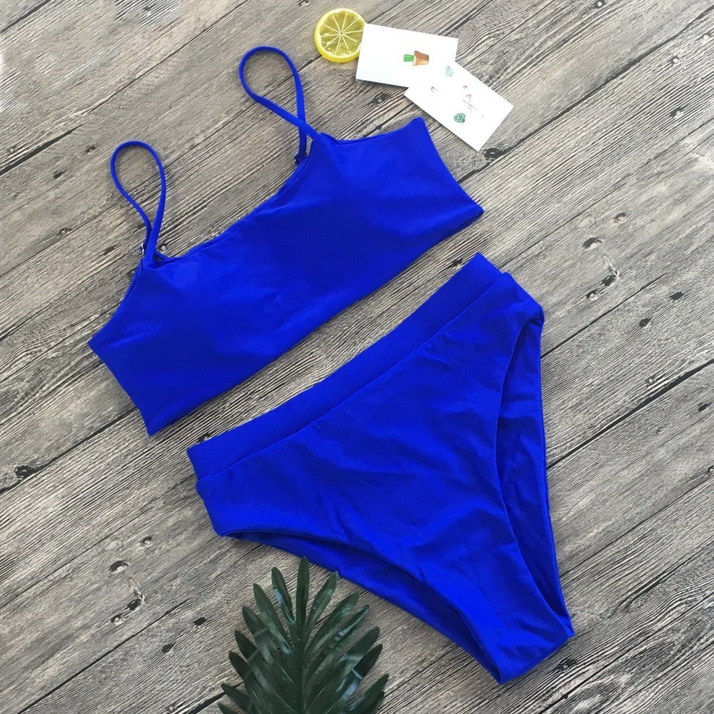 Beaira New Split Swimwear Sexy Hollow Out Bikini Set Backless Solid Color Swimsuit Set For Woman Girl