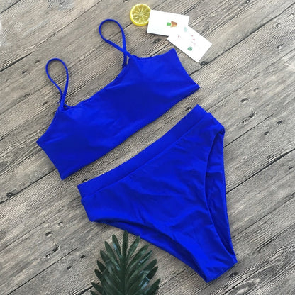 Beaira New Split Swimwear Sexy Hollow Out Bikini Set Backless Solid Color Swimsuit Set For Woman Girl