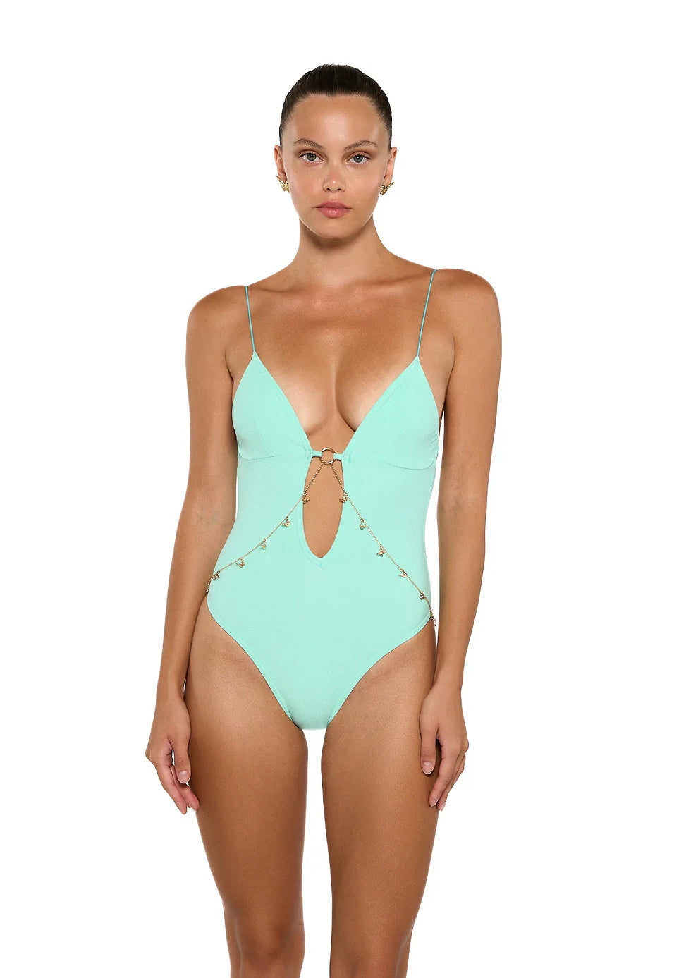Beaira New Sexy High-Cut Mint Green One-Piece Swimsuit with Cutout Design Perfect for Pool Parties Stylish Beachwear Women Swimwear