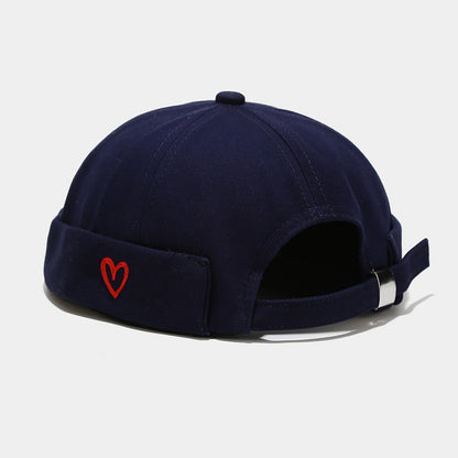 Beaira INS Literary Style Heart Love Label Docker Cap Vintage Brimless Hat Skullies Cap Beanie Hats Landlord Sailor Cap Men and Women