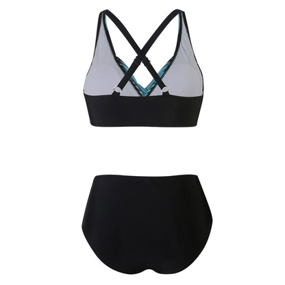 Beaira High Waist Woman Swimsuit Side Lace-Ups Push Up Ruched Two Piece Size Bikini Basic Sexy Color Block Swimwears