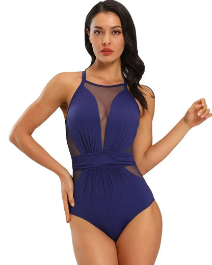 Beaira Women's Girls One Piece Swimsuits Tummy Control Swimwear Mesh Monokini Bathing Suits for Women Bikini