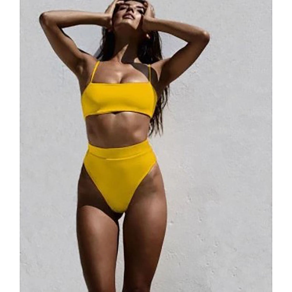 Beaira New Split Swimwear Sexy Hollow Out Bikini Set Backless Solid Color Swimsuit Set For Woman Girl