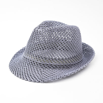 Beaira Unisex Summer Panama Hat Breathable Mesh Design Cotton-Polyester Material Compact Brim 58cm Head Circumference Jazz Cap