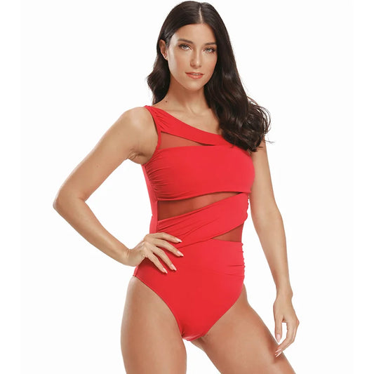 Beaira Women's Girls One Piece Swimsuits Tummy Control Swimwear Mesh Monokini Bathing Suits for Women Bikini