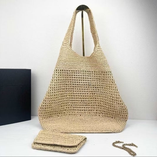 Beaira Casual Straw Tote Bag Designer Letters Large Capacity Women Handbags Handmade Woven Summer Beach Bag Commuter Shopping Purses