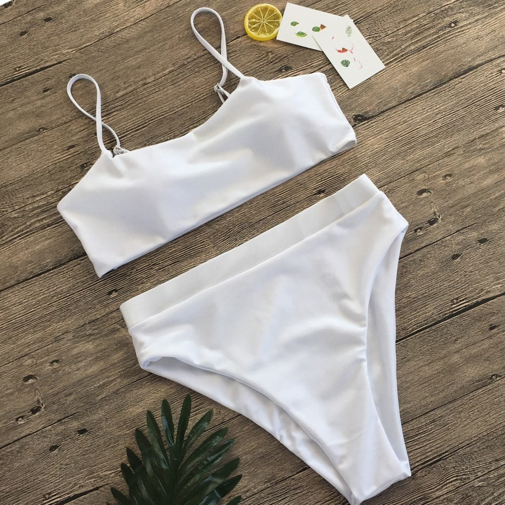 Beaira New Split Swimwear Sexy Hollow Out Bikini Set Backless Solid Color Swimsuit Set For Woman Girl