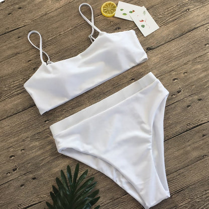 Beaira New Split Swimwear Sexy Hollow Out Bikini Set Backless Solid Color Swimsuit Set For Woman Girl
