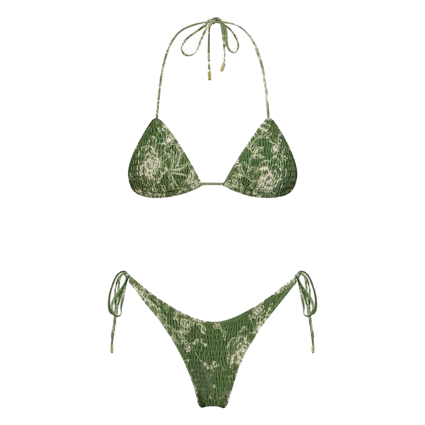 Beaira Sexy Micro Bikini Side Tie Thong Two-Piece Swimwear Halter Swimming Suit For Women Floral Print Biquini Ladies Bathing Suit