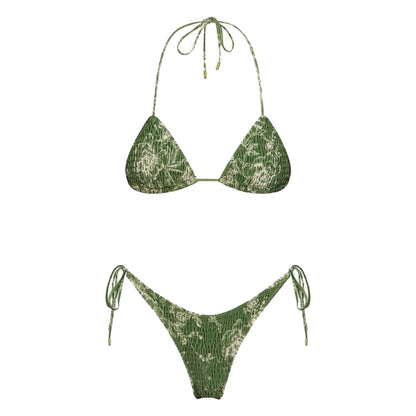 Beaira Sexy Micro Bikini Side Tie Thong Two-Piece Swimwear Halter Swimming Suit For Women Floral Print Biquini Ladies Bathing Suit