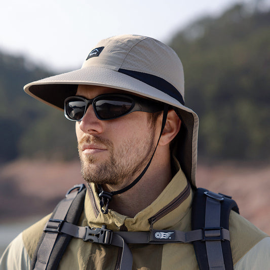 Beaira Summer Water-resistant Men's Fisherman Hats with Shawl Outdoor Hiking Fishing Breathable Wide Brim Bucket Hat Sun UV Protection