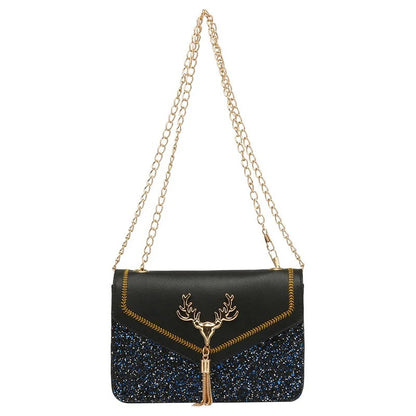 Beaira Fashion Women Shoulder Bag Deer Head Decoration Messenger Bags PU Leather Button Underarm Luxury Chain Lady Small Square Handbag