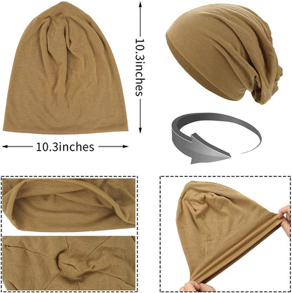 Beaira 1Pack Solid Color Unisex Men Women Slouchy Beanie Hip-Hop Soft Cotton Cap Lightweight Running Beanie Adult Dwarf Hat