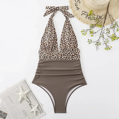 Beaira Fashion Printed One Piece Swimsuit Women Bathing Suit Sexy Bikinis Swimming Suits Ladies Beachwear Backless Lace Up Swimwear