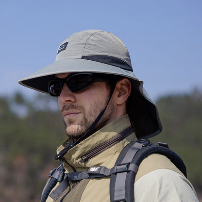 Beaira Summer Water-resistant Men's Fisherman Hats with Shawl Outdoor Hiking Fishing Breathable Wide Brim Bucket Hat Sun UV Protection