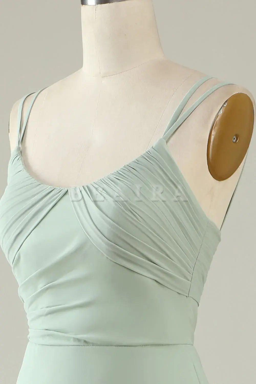 Beaira Sage Green Mermaid Draped Spaghetti Straps Chiffon Bridesmaid Dress Bridesmaid dress shop