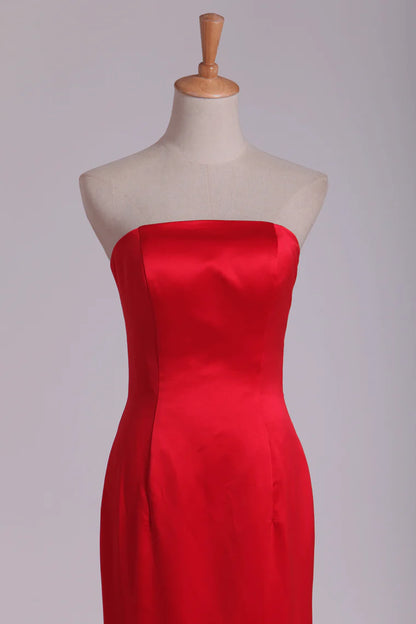 Satin Party Dresses Strapless Mermaid Floor Length