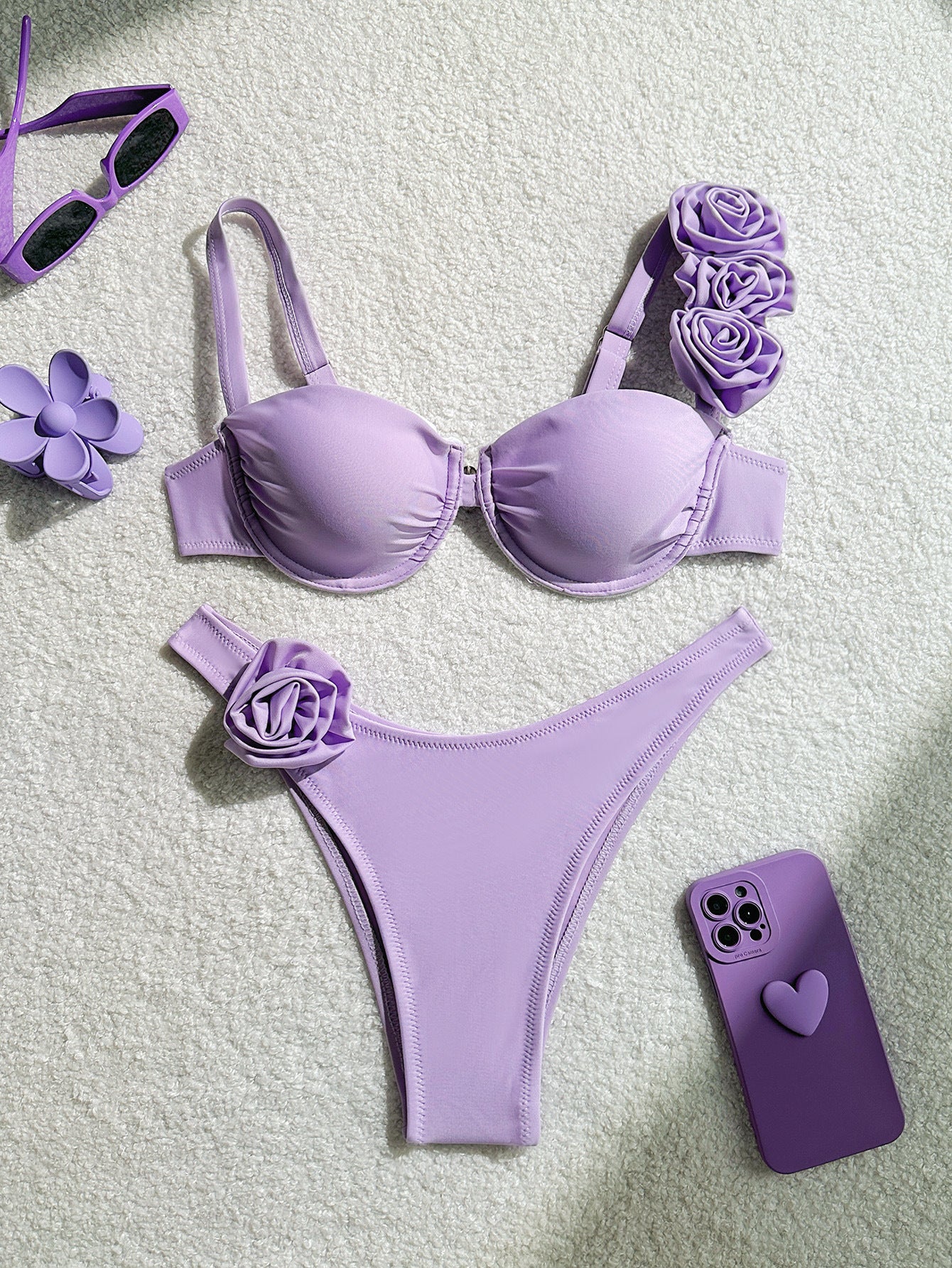Beaira New Summer Bikini Set Women Swimsuit 3d Flower Designer Swimwear Backless Push Up Thong Bathing Suit Underwire Biquini