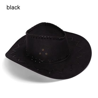 Beaira Western Cowboy Hat for Men Women Kids Fedora Outdoor Wide Brim Faux Leather Summer Wide Brim Beach Travel Cap Black White Pink